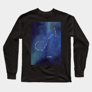 Scorpio Star Constellation with Galaxy Background Long Sleeve T-Shirt